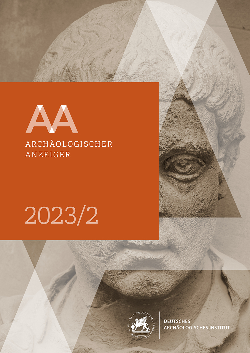 Cover des AA 2023/2 mit Darstellung Konstantins des Großen auf dem Eberjagd-Tondo der Nordseite des Konstantinsbogen in Rom